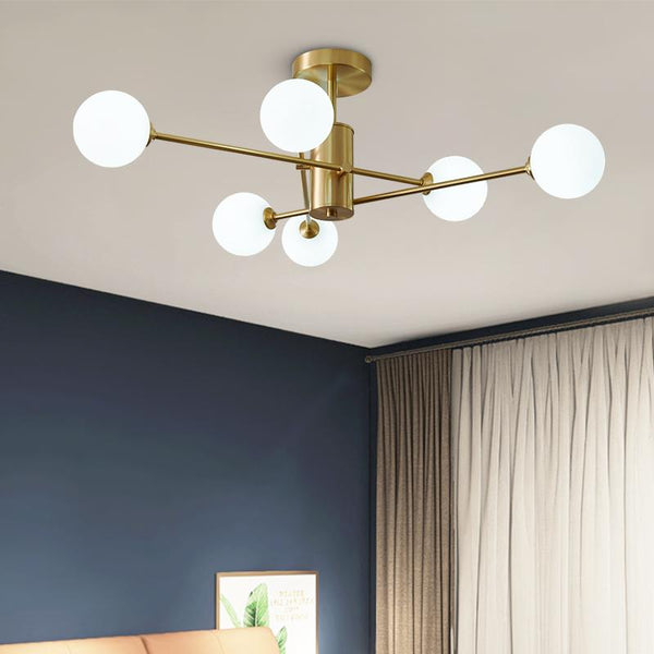 Thehouselights-6-Light Glass Globe Ceiling Light-Ceiling Light--