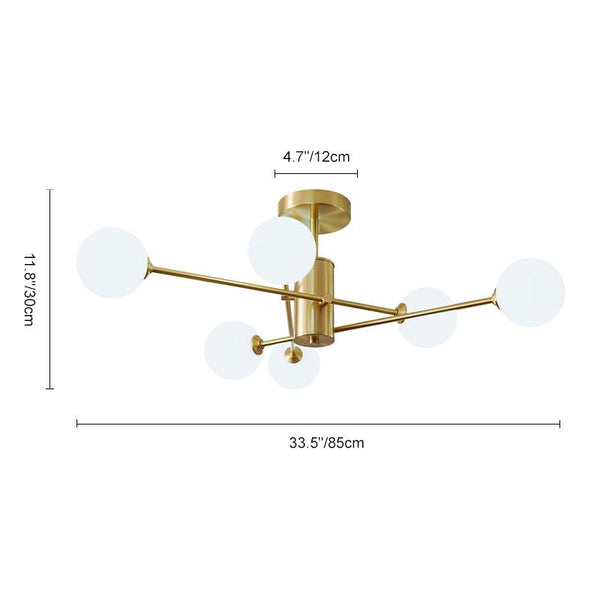 Thehouselights-6-Light Glass Globe Ceiling Light-Ceiling Light--