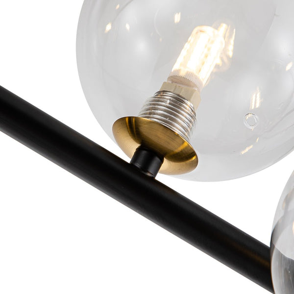 Thehouselights-6-Light Glass Linear Bubble Chandelier-Chandelier-Black-