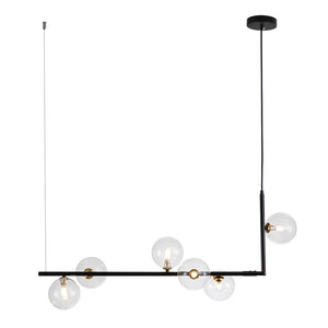 Thehouselights-6-Light Glass Linear Bubble Chandelier-Chandelier-Black-