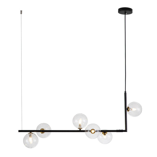 Thehouselights-6-Light Glass Linear Bubble Chandelier-Chandelier-Black-
