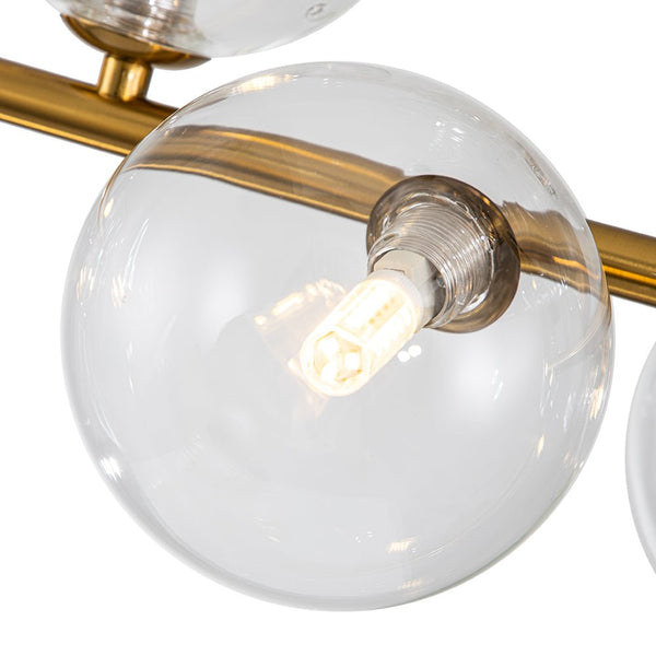 Thehouselights-6-Light Glass Linear Bubble Chandelier-Chandelier-Black-