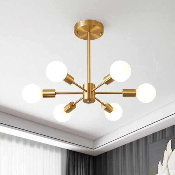 Thehouselights-6-Light Large Sputnik Chandelier(G80 Opal Bulbs Not Included)-Chandelier--