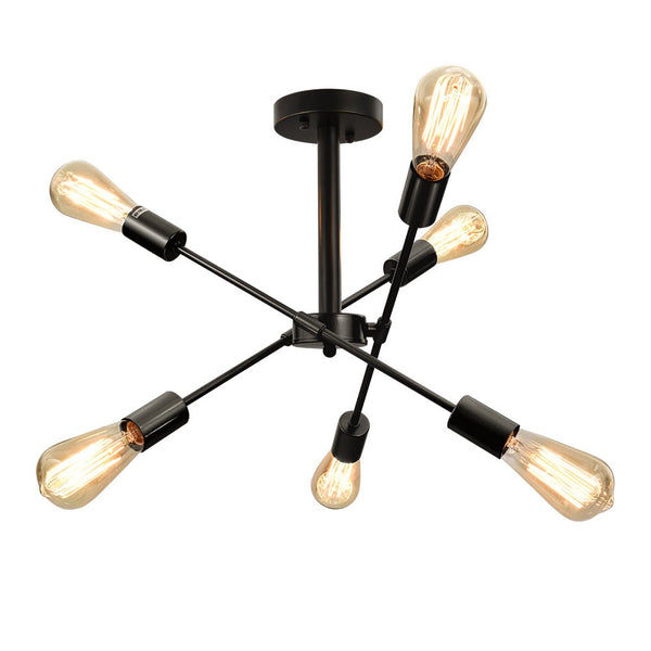 Thehouselights-6-Light Rotatable Sputnik Chandelier in Black/ Black+Gold-Chandelier-Black+Gold-