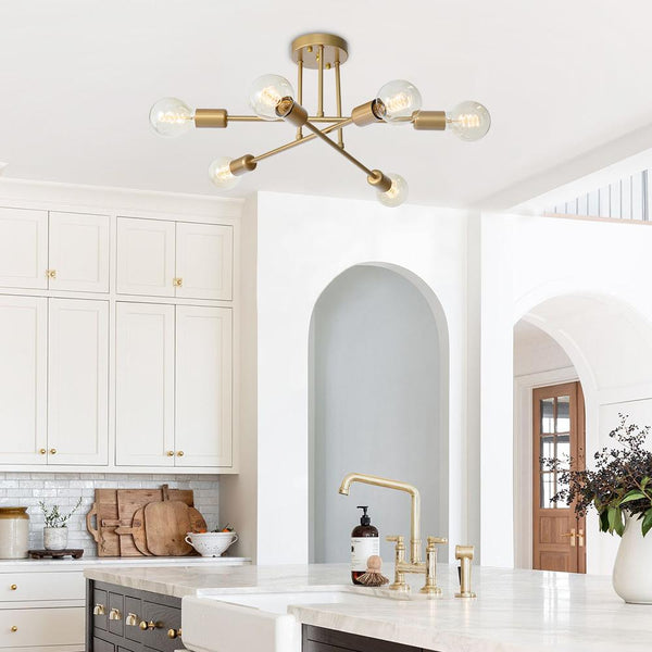 Thehouselights-6-Light Semi Sputnik Lighting-Flush Mount--