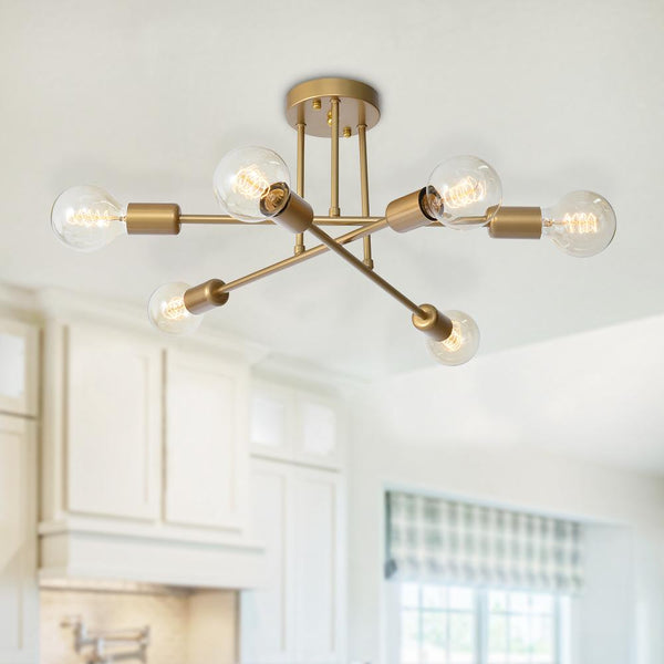 Thehouselights-6-Light Semi Sputnik Lighting-Flush Mount--