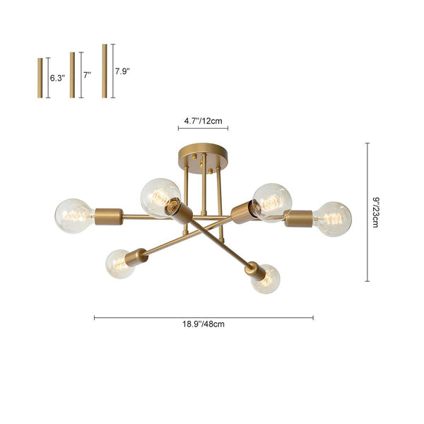 Thehouselights-6-Light Semi Sputnik Lighting-Flush Mount--