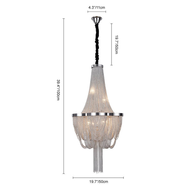 Thehouselights-6-Light Silver Tassel Chandelier in Chrome-Chandelier--