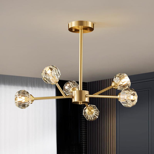 Thehouselights-6-Light Sputnik Crystal Shade Chandelier-Chandelier--