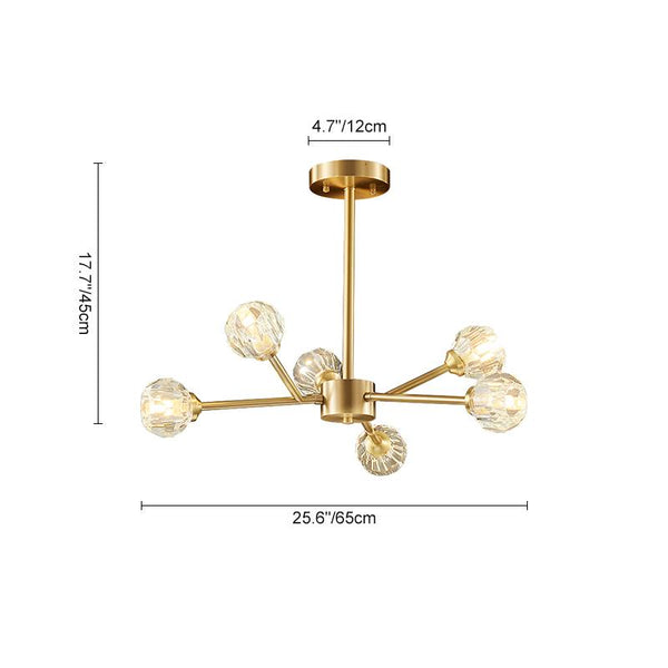 Thehouselights-6-Light Sputnik Crystal Shade Chandelier-Chandelier--