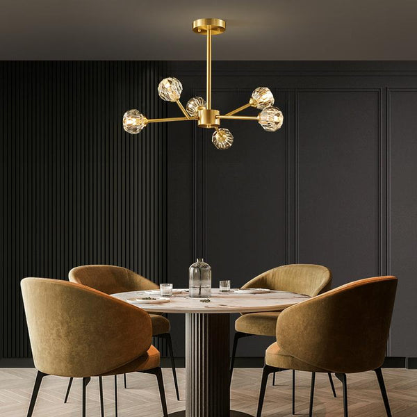 Thehouselights-6-Light Sputnik Crystal Shade Chandelier-Chandelier--