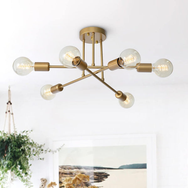 Thehouselights-6-Light Sputnik Semi Flush Mount Lighting-Flush Mount--