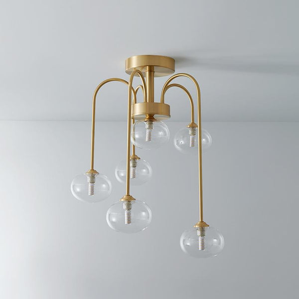 Thehouselights-6 Light Swirl Clear Glass Flush Mount Ceiling Light-Ceiling Light--