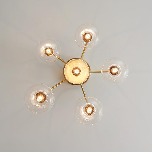 Thehouselights-6 Light Swirl Clear Glass Flush Mount Ceiling Light-Ceiling Light--