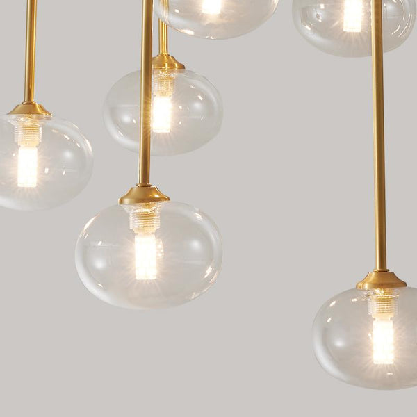 Thehouselights-6 Light Swirl Clear Glass Flush Mount Ceiling Light-Ceiling Light--