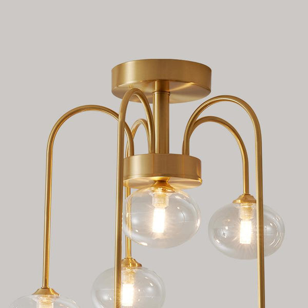 Thehouselights-6 Light Swirl Clear Glass Flush Mount Ceiling Light-Ceiling Light--