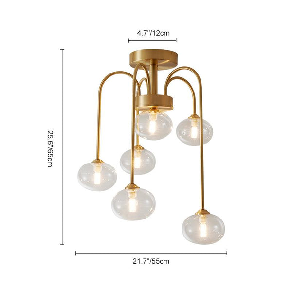 Thehouselights-6 Light Swirl Clear Glass Flush Mount Ceiling Light-Ceiling Light--