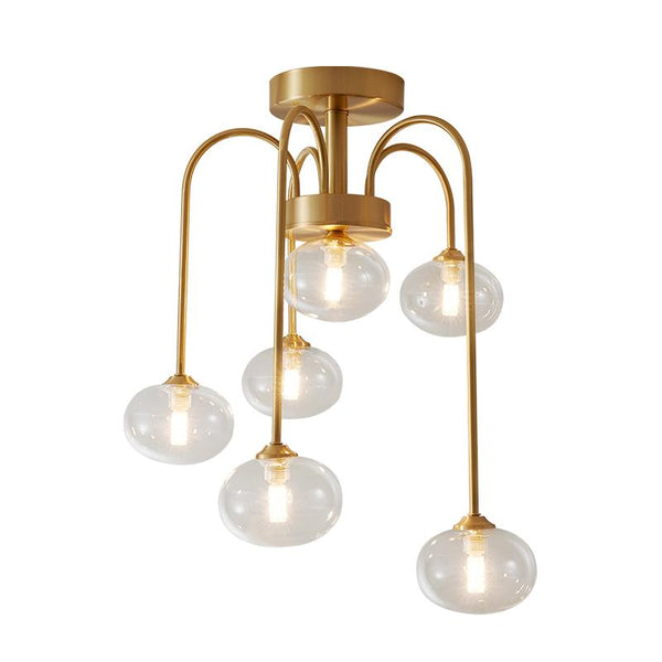 Thehouselights-6 Light Swirl Clear Glass Flush Mount Ceiling Light-Ceiling Light--