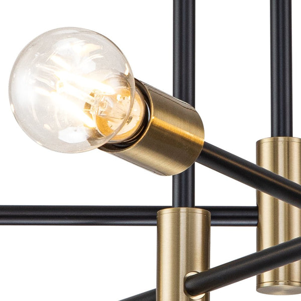 Thehouselights-6/8 Light Black Sputnik Semi Flush Mount-Ceiling Light-8-Light-