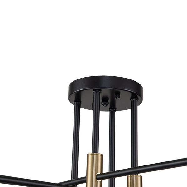 Thehouselights-6/8 Light Black Sputnik Semi Flush Mount-Ceiling Light-8-Light-