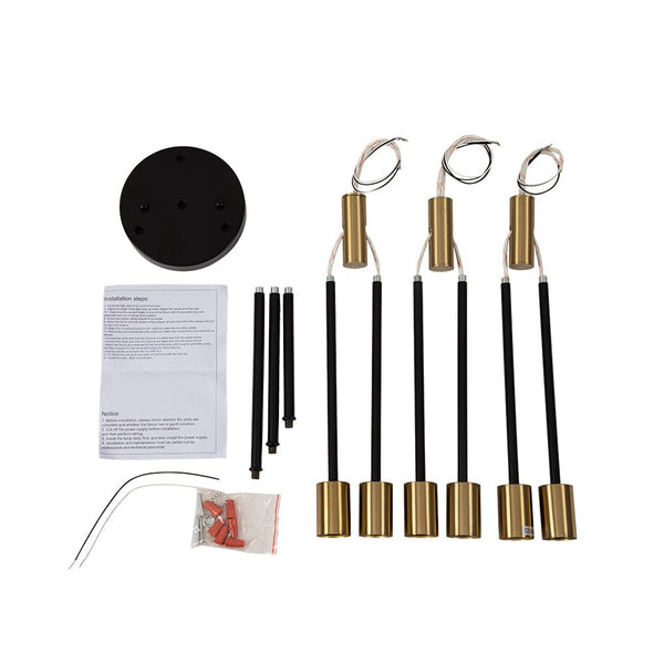 Thehouselights-6/8 Light Black Sputnik Semi Flush Mount-Ceiling Light-8-Light-