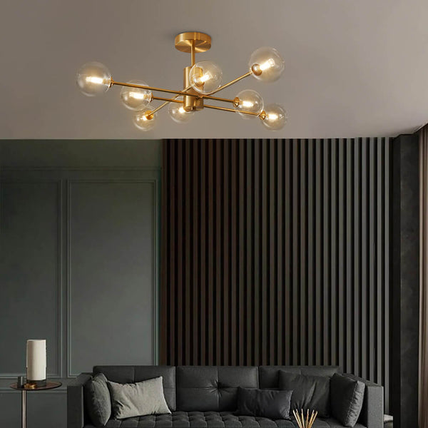 Thehouselights-8-Light Clear Glass Shade Sputnik Chandelier-Chandelier--