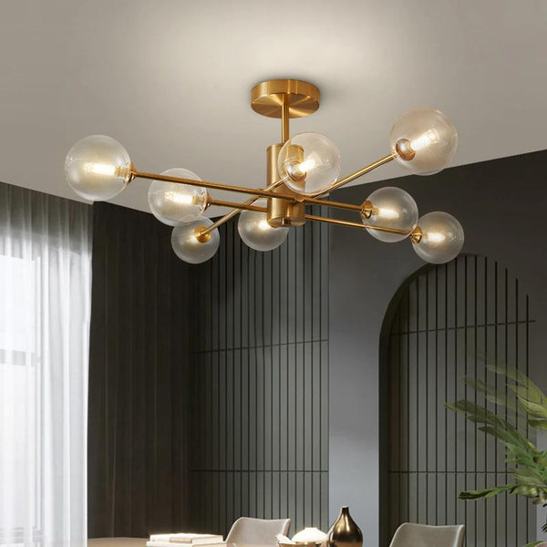 Thehouselights-8-Light Clear Glass Shade Sputnik Chandelier-Chandelier--