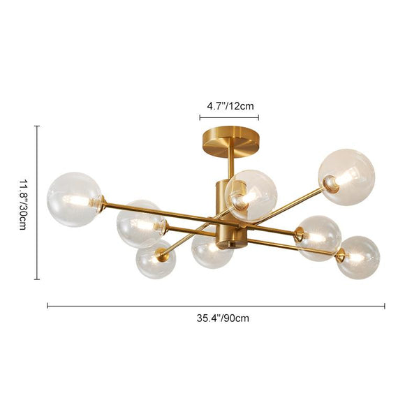 Thehouselights-8-Light Clear Glass Shade Sputnik Chandelier-Chandelier--