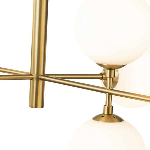 Thehouselights-8-Light Linear Opal Glass Chandelier-Chandelier-Black-