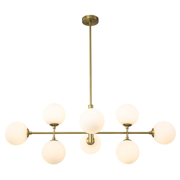 Thehouselights-8-Light Linear Opal Glass Chandelier-Chandelier-Black-