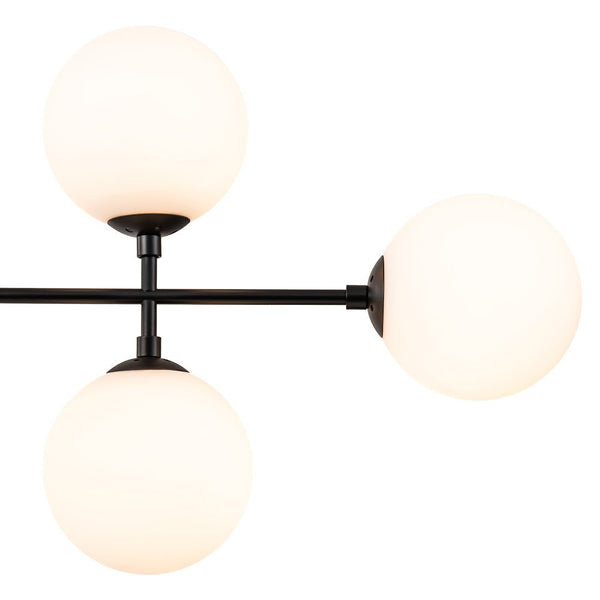 Thehouselights-8-Light Linear Opal Glass Chandelier-Chandelier-Black-
