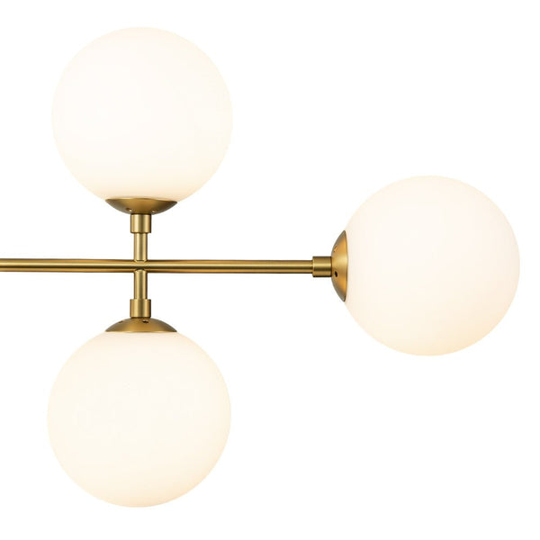 Thehouselights-8-Light Linear Opal Glass Chandelier-Chandelier-Black-