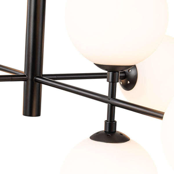 Thehouselights-8-Light Linear Opal Glass Chandelier-Chandelier-Black-