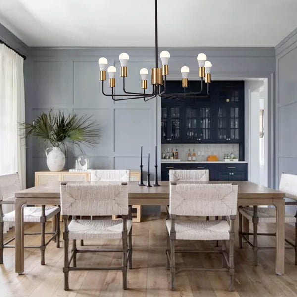 Thehouselights-8 Light Modern Sputnik Island Chandelier in Candle Shape-Chandelier--