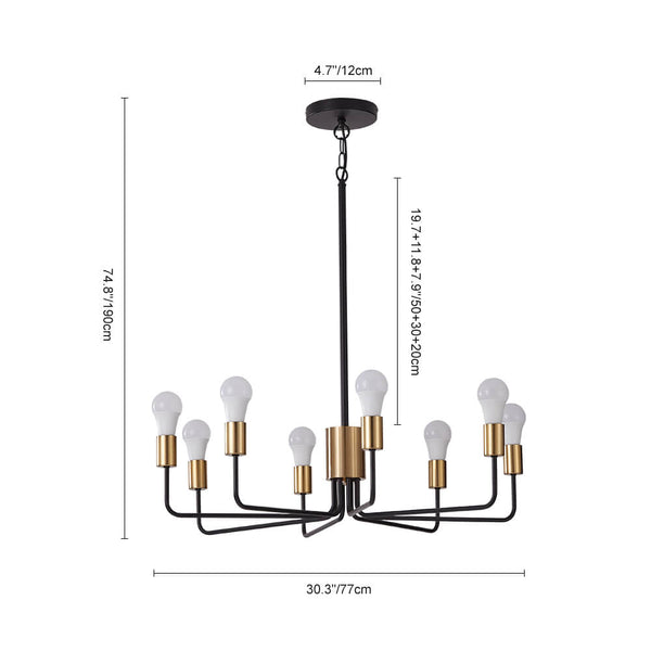 Thehouselights-8 Light Modern Sputnik Island Chandelier in Candle Shape-Chandelier--