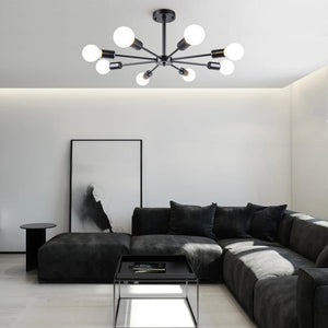 Thehouselights-8-Light Sputnik Semi Flush Ceiling Light-Flush Mount-Nickel-