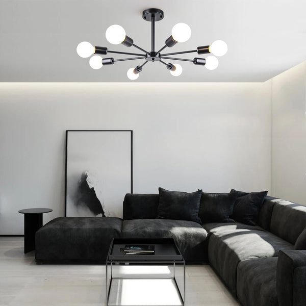 Thehouselights-8-Light Sputnik Semi Flush Ceiling Light-Flush Mount-Nickel-