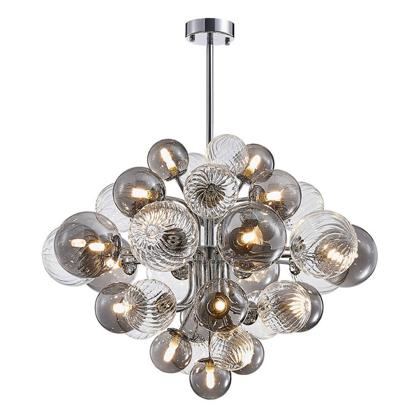 Thehouselights-8/18 Light Cluster Bubble Grape Glass Chandelier-Chandelier-15-