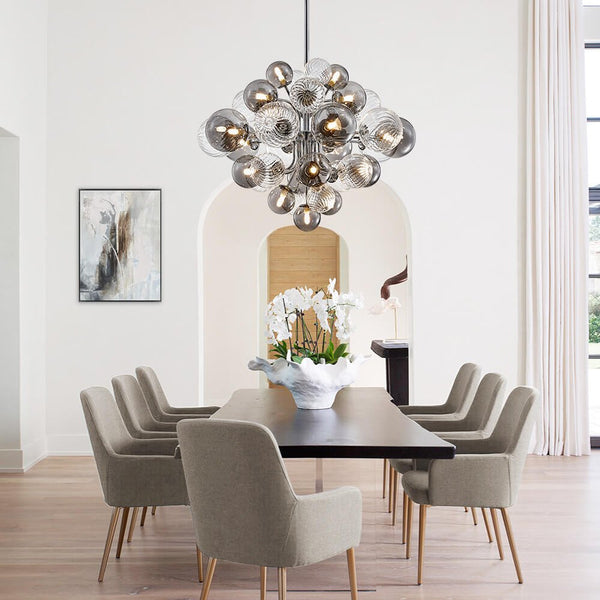 Thehouselights-8/18 Light Cluster Bubble Grape Glass Chandelier-Chandelier-35-