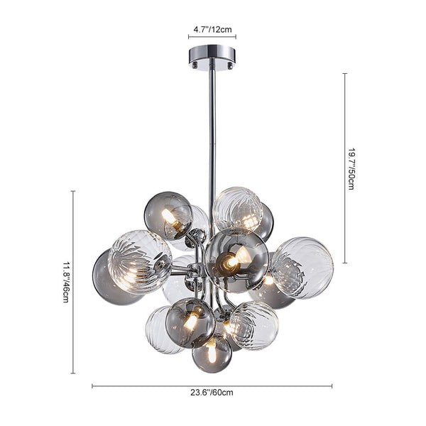 Thehouselights-8/18 Light Cluster Bubble Grape Glass Chandelier-Chandelier-35-
