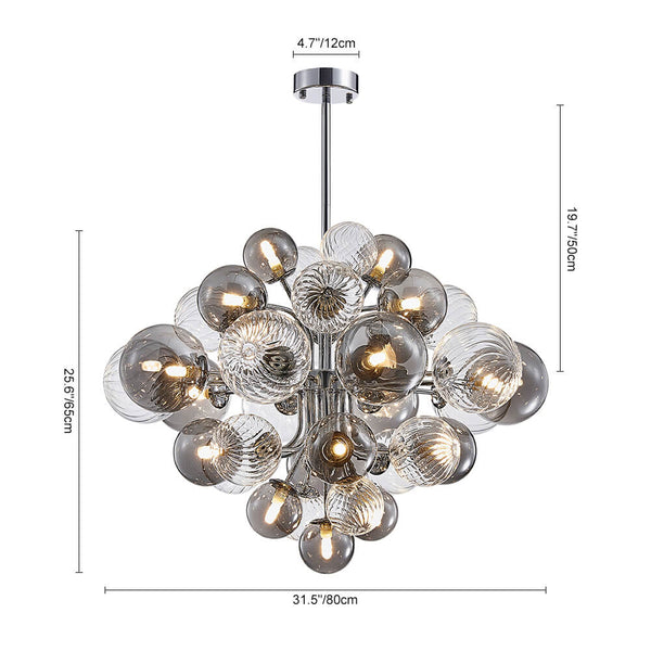 Thehouselights-8/18 Light Cluster Bubble Grape Glass Chandelier-Chandelier-35-