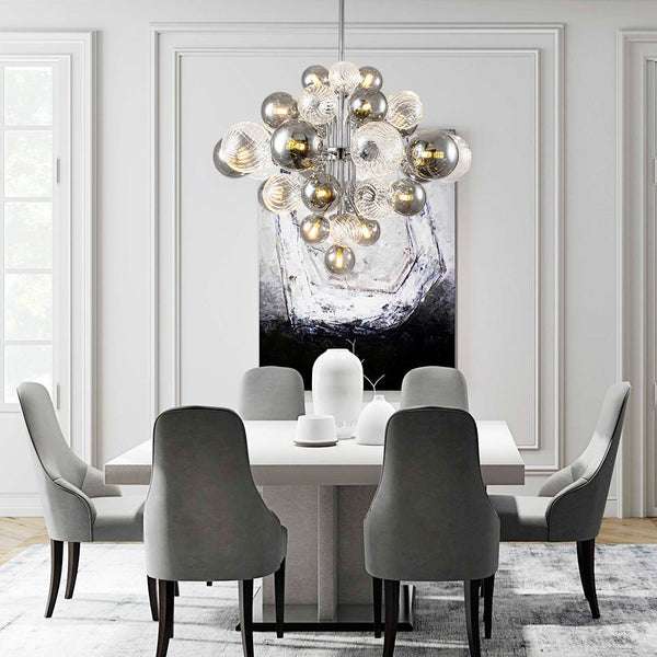 Thehouselights-8/18 Light Cluster Bubble Grape Glass Chandelier-Chandelier-35-