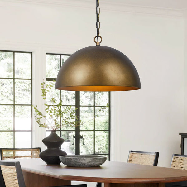 Thehouselights-Antique Brass/Brown Dome Pendant Lighting-Pendant-Antique Brass-