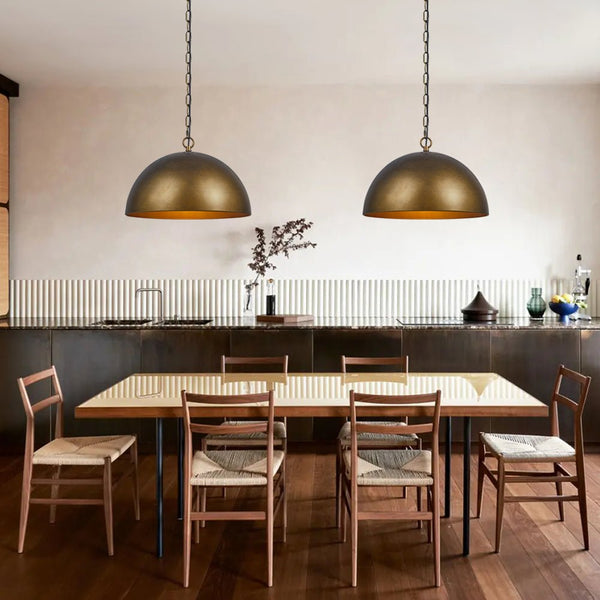 Thehouselights-Antique Brass/Brown Dome Pendant Lighting-Pendant-Antique Brown-
