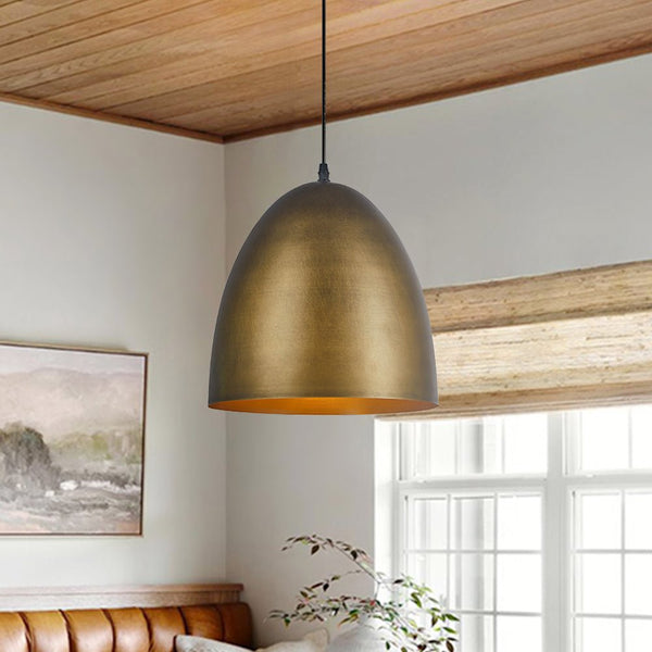 Thehouselights-Antique Brass/Brown Egg Shaped Pendant Lighting-Pendant-Antique Brass-
