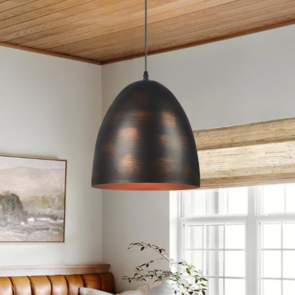 Thehouselights-Antique Brass/Brown Egg Shaped Pendant Lighting-Pendant-Antique Brown-