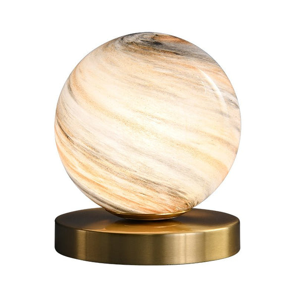 Thehouselights-Ball Table Lamp with Marble Glass Globe Shade-Table Lamp--