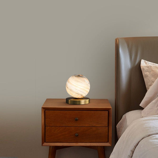 Thehouselights-Ball Table Lamp with Marble Glass Globe Shade-Table Lamp--
