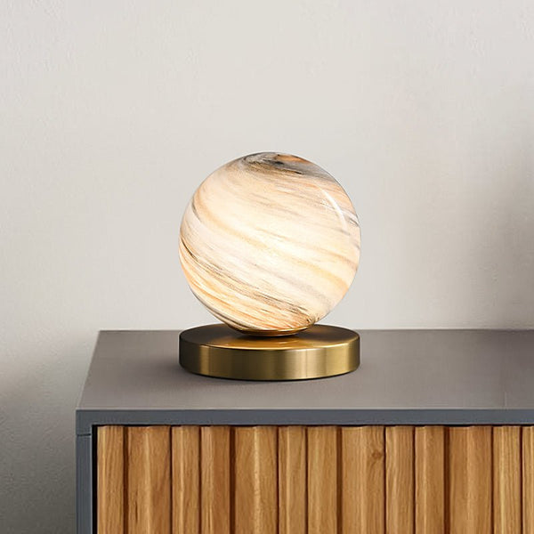 Thehouselights-Ball Table Lamp with Marble Glass Globe Shade-Table Lamp--