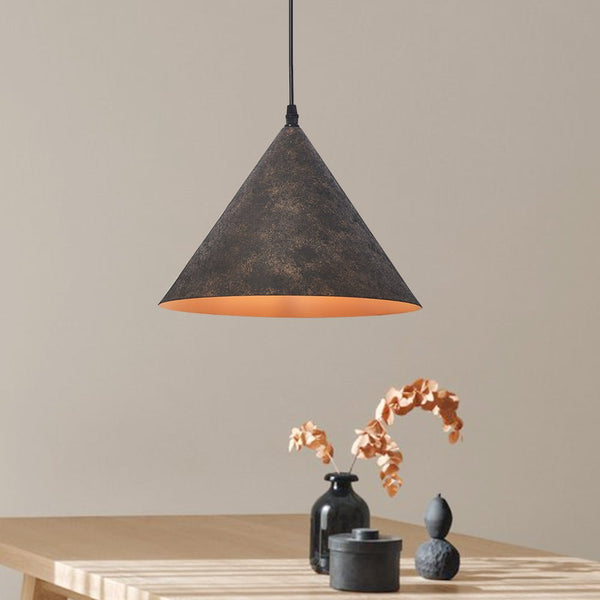 Thehouselights-Black Carbon Steel Cone Pendant Light-Pendant-Cone-
